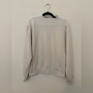 Alo Yoga Bone Ivory Mock Neck Sweatershirt Sz S Oversized Cozy Athleisure Preppy